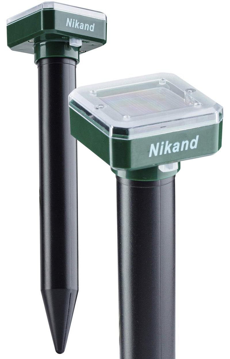 NIKAND Mole Repellent Stakes 2 Pack - Gopher Repellent Ultrasonic Solar Powered - Sonic Spike Mole and Vole Deterrent for Lawn Garden & Yard - Electronic Devices Outdoors Pest Repeller Snakes Rodents Chaser - Image 1